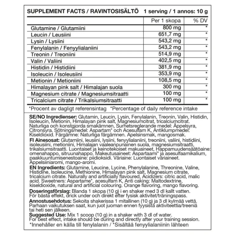 EAA + Electrolytes (Orange Mango (220g), sportdryck - Aminosyror - EAA + Electrolytes (Orange Mango (220g), sportdryck