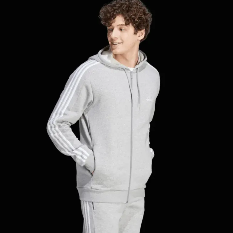 Essential Fleece 3-Stripes Full Zip, hoodie, herr - Hoodtröjor - Essential Fleece 3-Stripes Full Zip, hoodie, herr