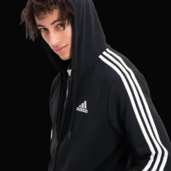Essential French Terry 3-Stripes Full-Zip Hoodie, huvjacka herr - Hoodtröjor - Essential French Terry 3-Stripes Full-Zip Hoodie, huvjacka herr