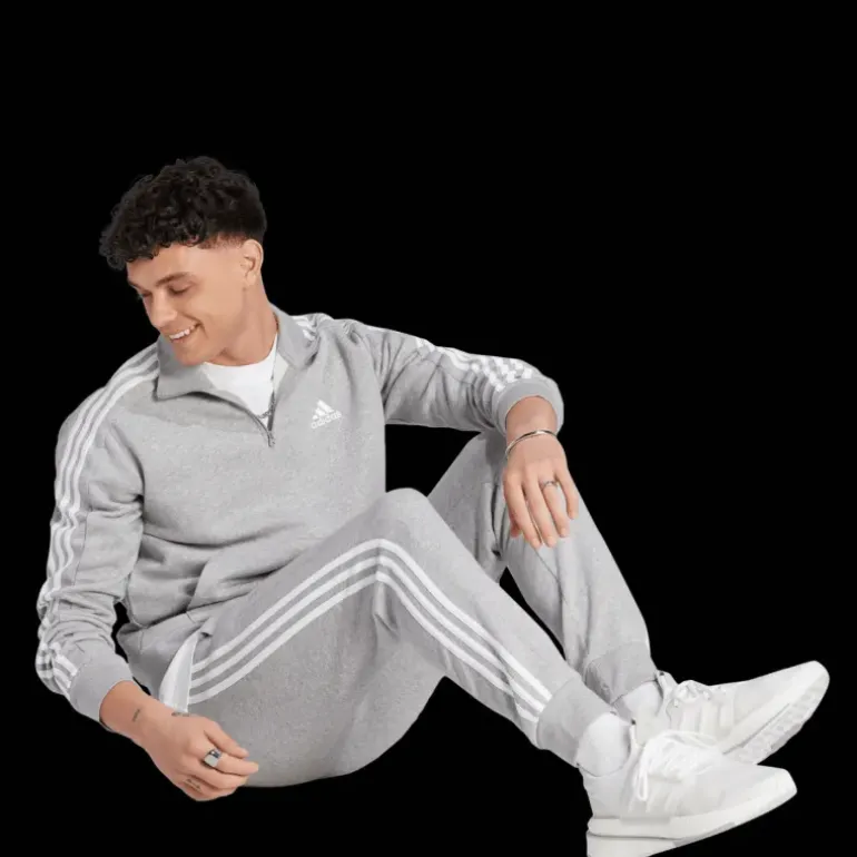 Essentials Fleece 3-Stripes Tapered Cuff Joggers, joggingbyxor, herr - Fritidsbyxor - Essentials Fleece 3-Stripes Tapered Cuff Joggers, joggingbyxor, herr