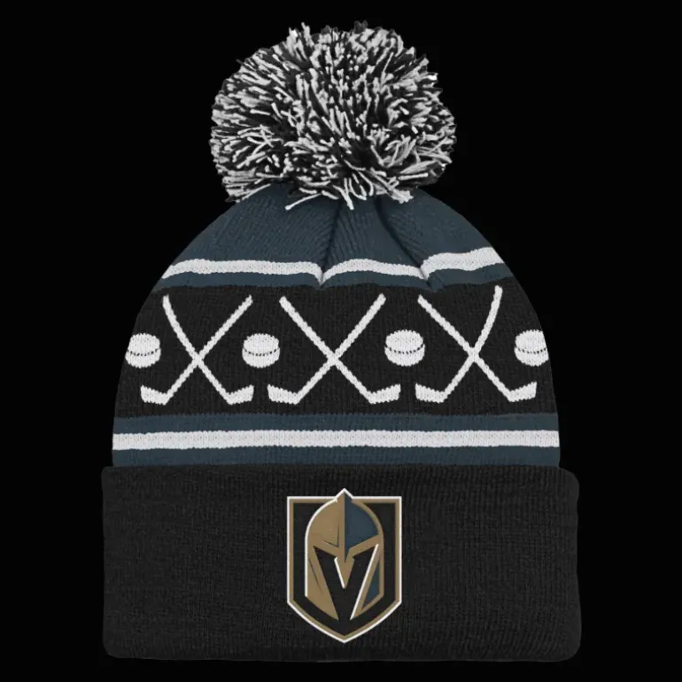 Faceoff Cuff Knit Beanie with pom Golden Knights - 24/25, supportermössa, unisex - NHL-Produkter - Faceoff Cuff Knit Beanie with pom Golden Knights - 24/25, supportermössa, unisex