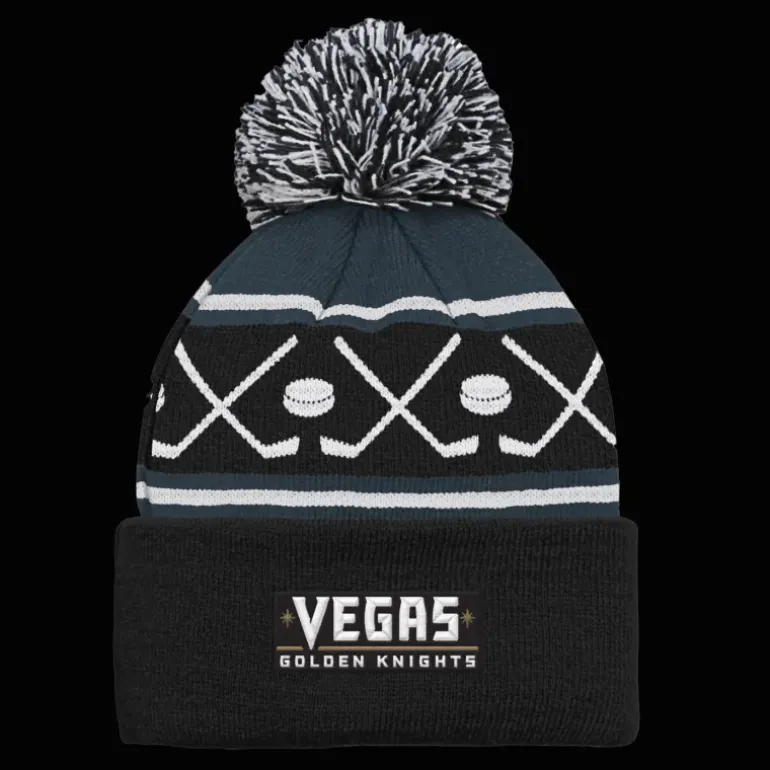 Faceoff Cuff Knit Beanie with pom Golden Knights - 24/25, supportermössa, unisex - NHL-Produkter - Faceoff Cuff Knit Beanie with pom Golden Knights - 24/25, supportermössa, unisex