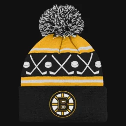 Faceoff Cuff Knit Beanie with pom Bruins - 24/25, supportermössa, unisex, barn - NHL-Produkter - Faceoff Cuff Knit Beanie with pom Bruins - 24/25, supportermössa, unisex, barn
