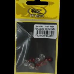Glaspärlor 8mm, Röd/klar Mix - Flöten & Kastdobb - Glaspärlor 8mm, Röd/klar Mix