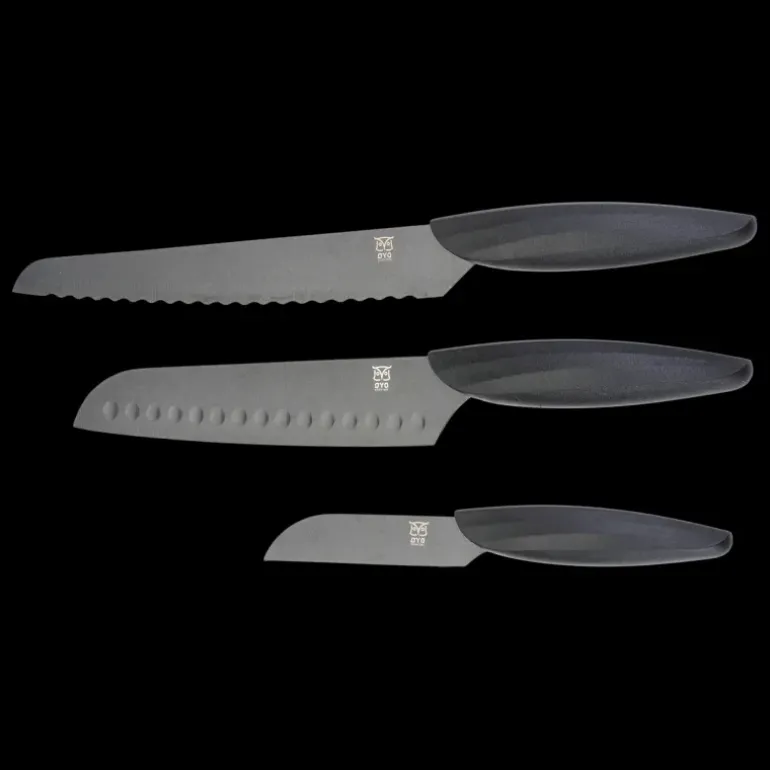 Knivset 3 delar, svart - Knivar & Yxor - Knivset 3 delar, svart