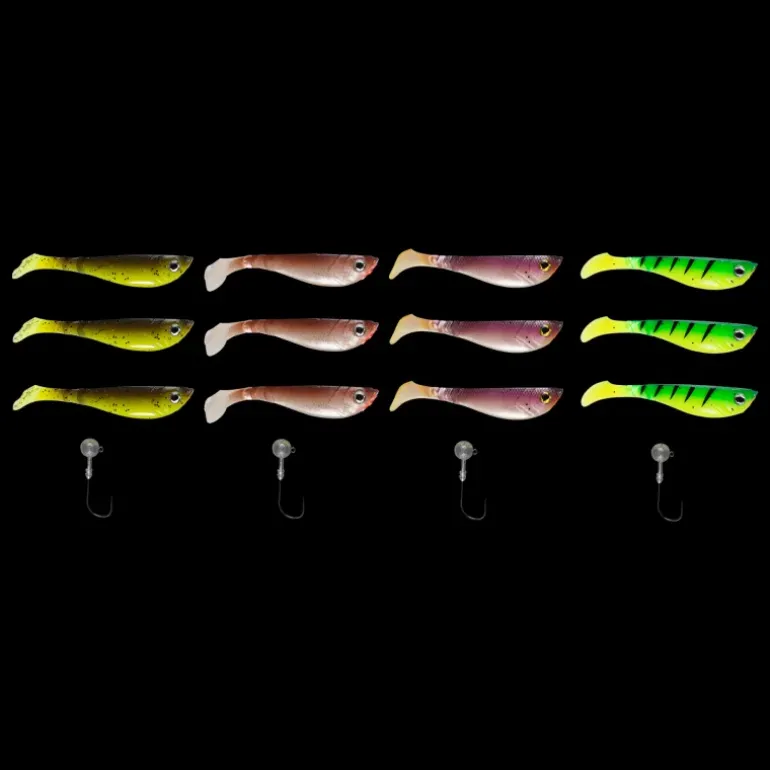 Pulse Shad Box 11 cm inkl. Jigheads, jiggset - Dragset - Pulse Shad Box 11 cm inkl. Jigheads, jiggset