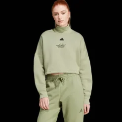 Signature Graphic Embroidery Fleece Crop Sweatshirt, tröja, dam - Fritidströjor - Signature Graphic Embroidery Fleece Crop Sweatshirt, tröja, dam