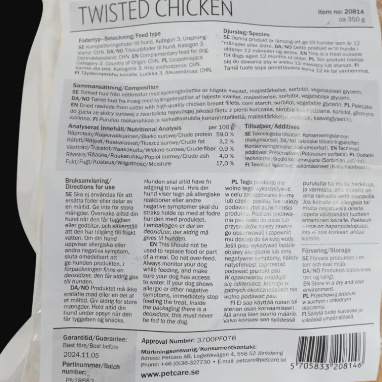 Twisted Chicken 350g, tuggben, hund - Mat & Matskålar - Twisted Chicken 350g, tuggben, hund