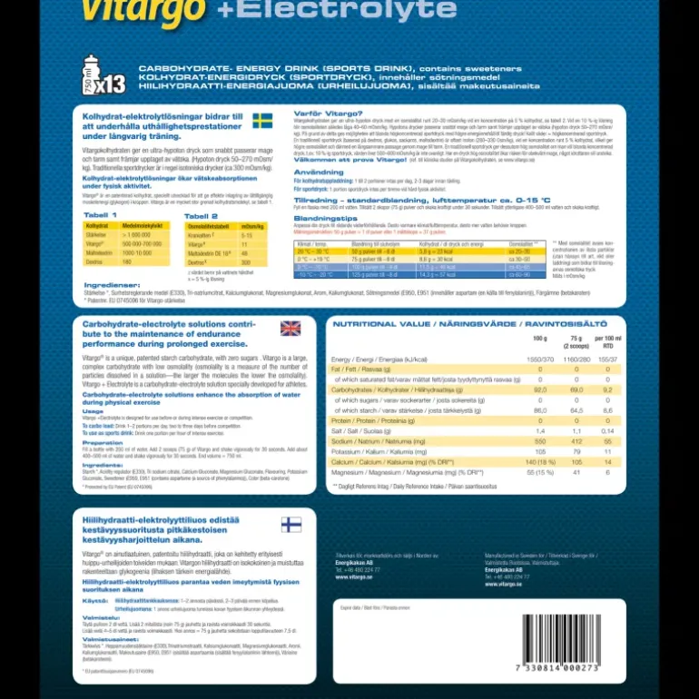 Vitargo +Electrolyte 1kg - Energibars - Vitargo +Electrolyte 1kg